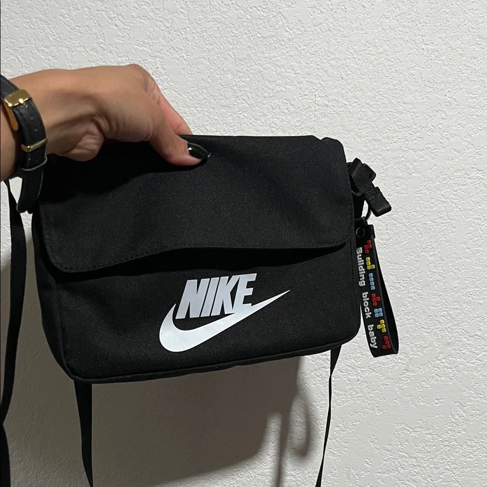Nike Black Messenger Bag with White Swoosh